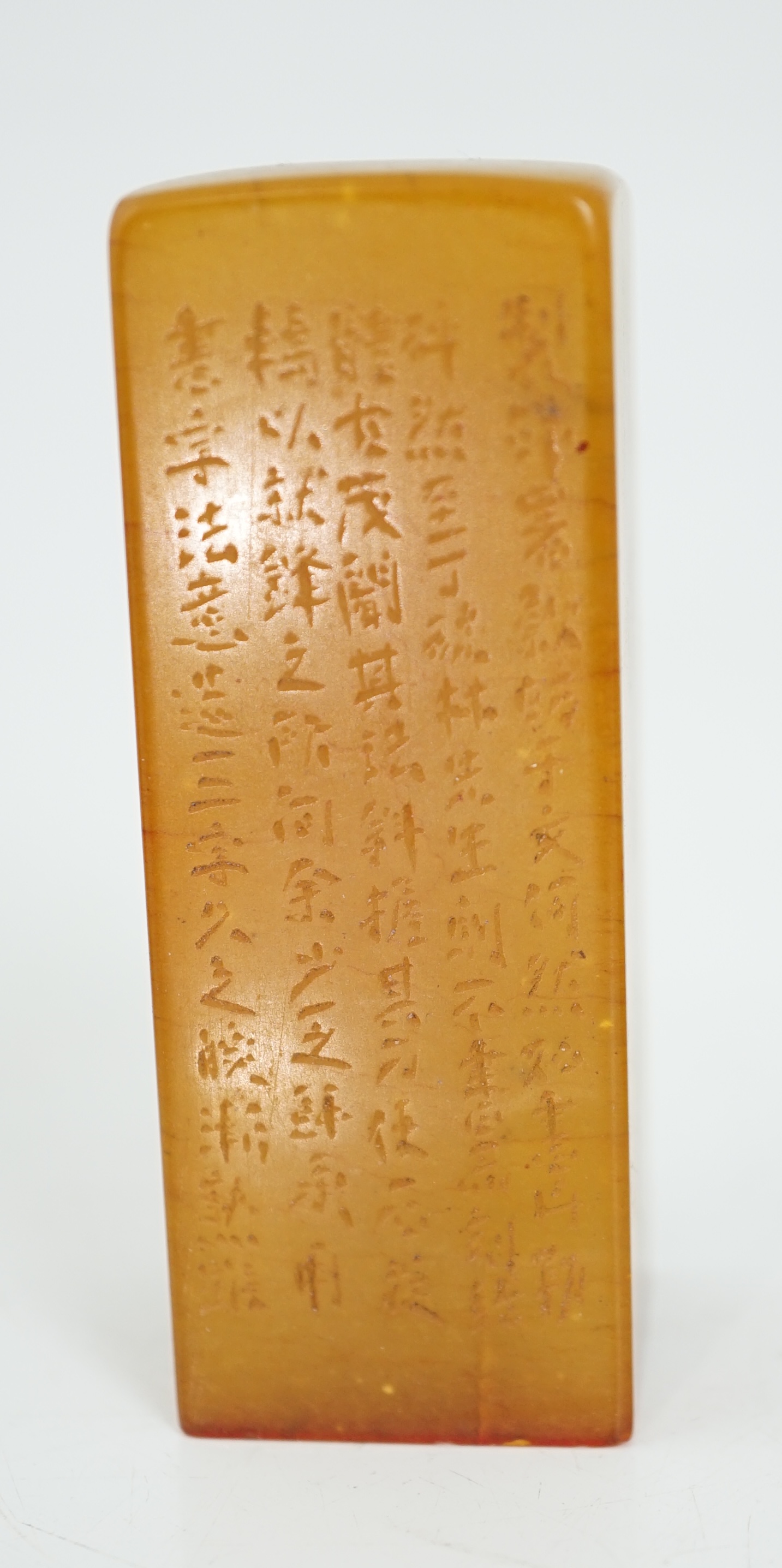 A group of nine Chinese soapstone literati seals, and a similar example in agate